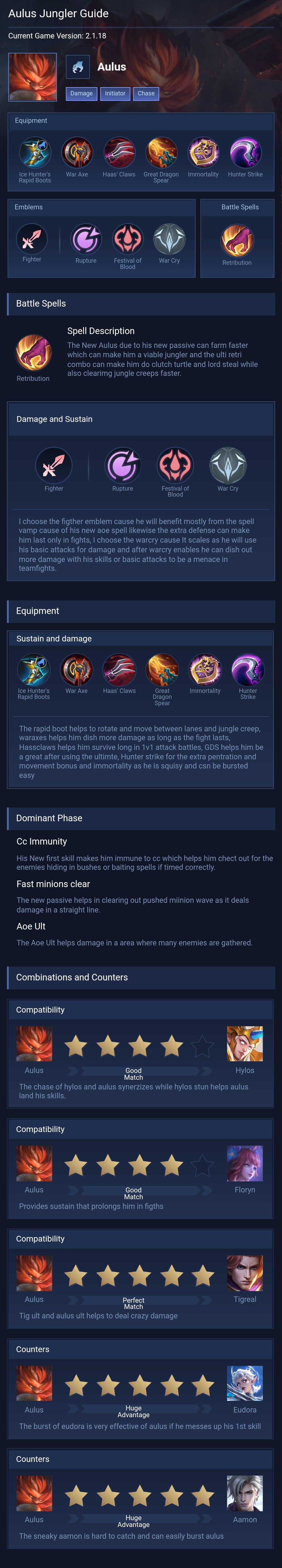 Aulus Jungler Guide