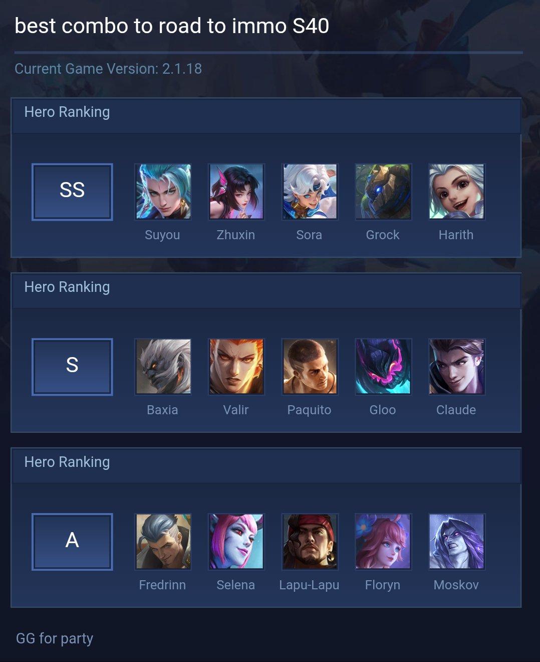best combo to road to immo S40