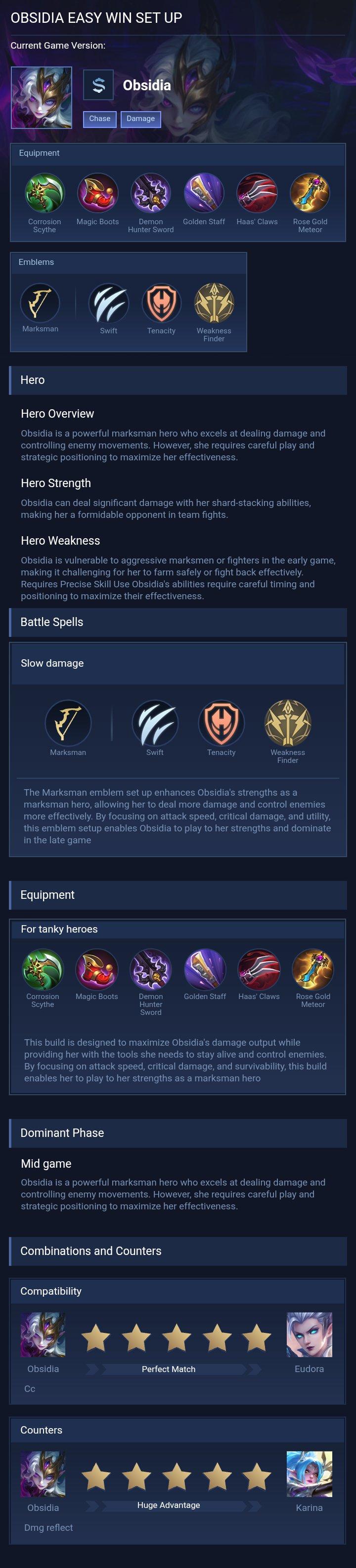 OBSIDIA EASY WIN SET UP