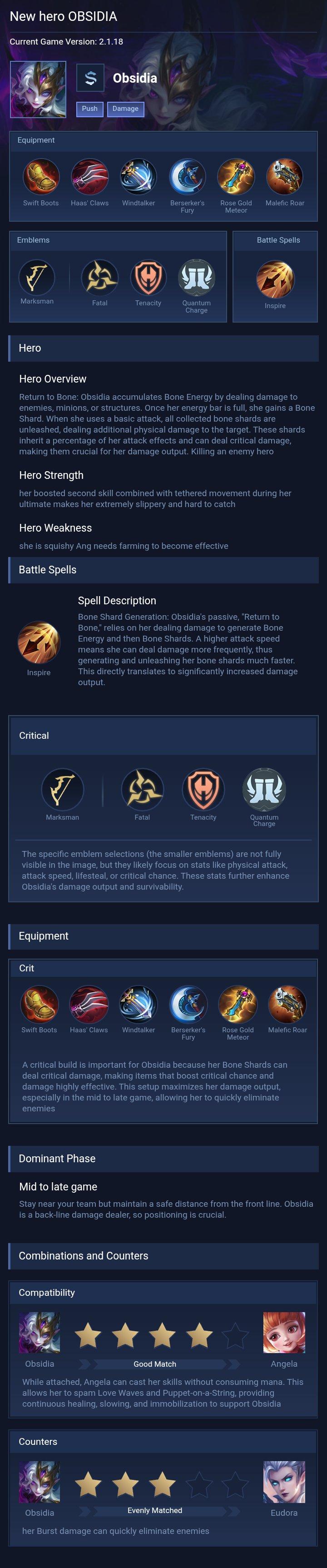 New hero OBSIDIA