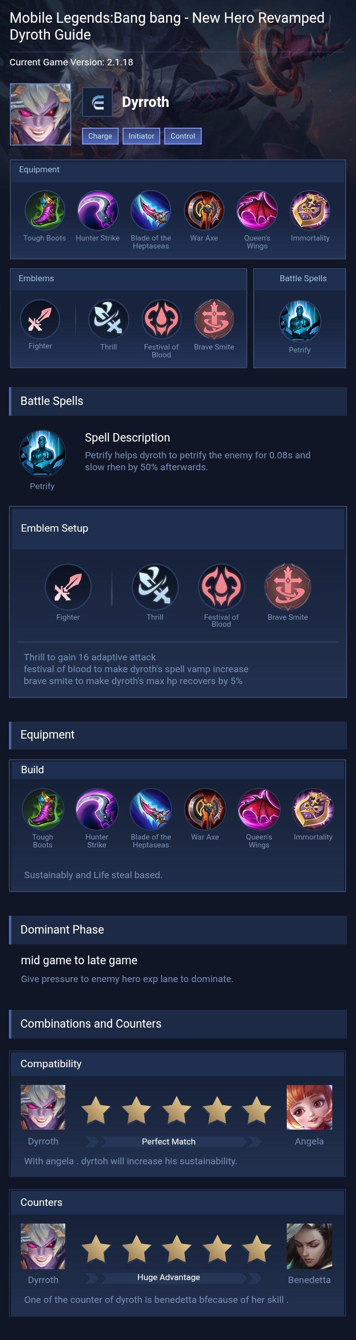 Mobile Legends:Bang bang - New Hero Revamped Dyroth Guide