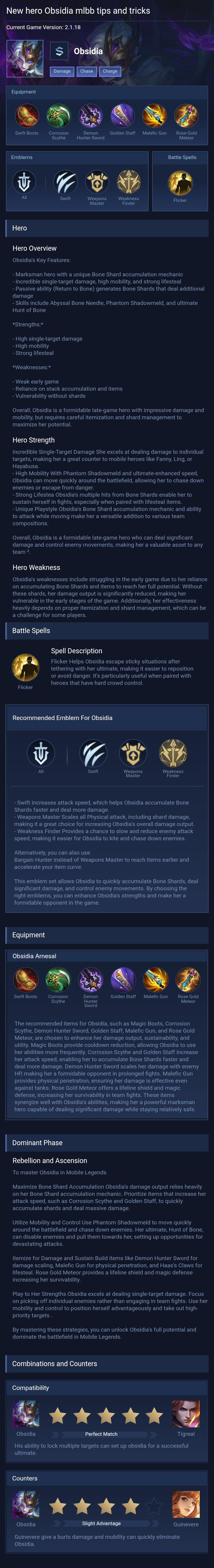 New hero Obsidia mlbb tips and tricks