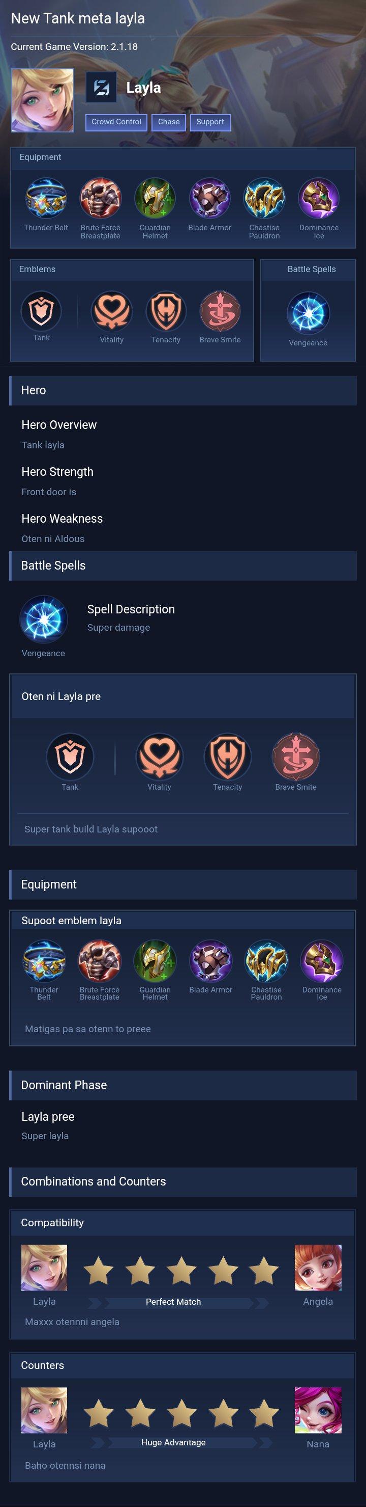 New Tank meta layla