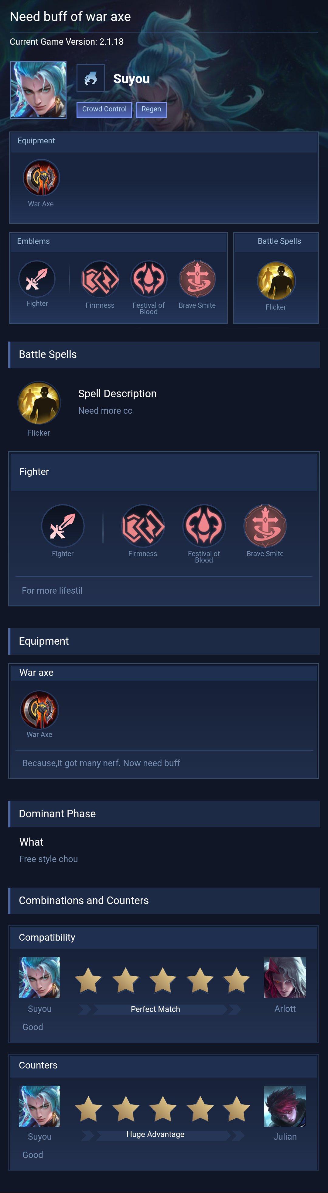 Need buff of war axe