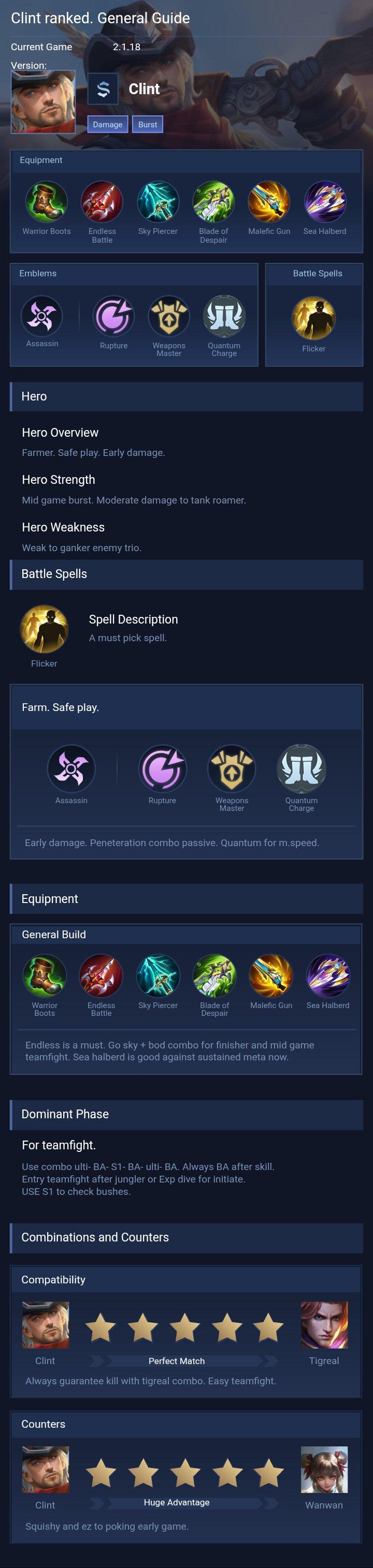 Clint ranked. General Guide