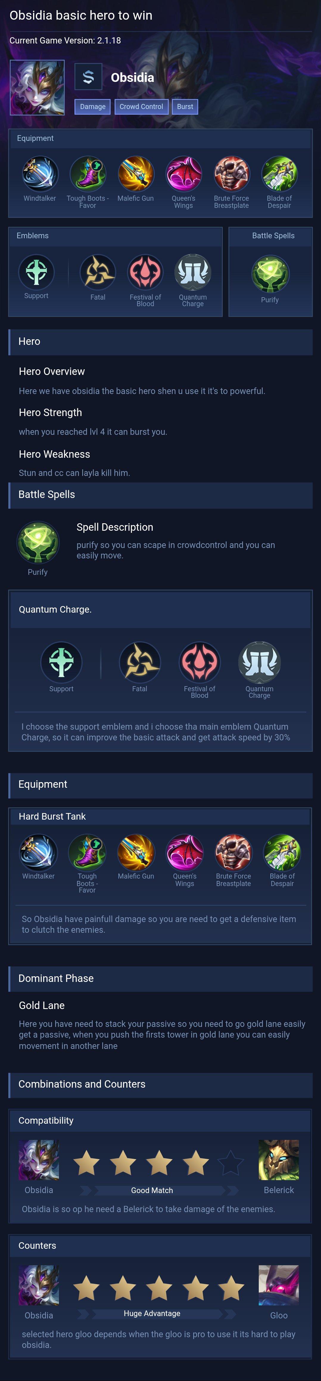 Obsidia basic hero to win